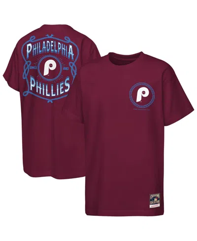 Mitchell & Ness Kids' Big Boys And Girls Burgundy Philadelphia Phillies Cooperstown Rodeo Rope T-shirt