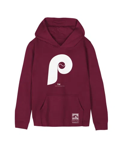 Mitchell & Ness Kids' Big Boys And Girls Burgundy Philadelphia Phillies Retro Logo Hoodie
