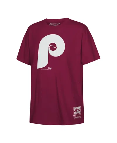Mitchell & Ness Kids' Big Boys And Girls Burgundy Philadelphia Phillies Retro Logo T-shirt In Multi