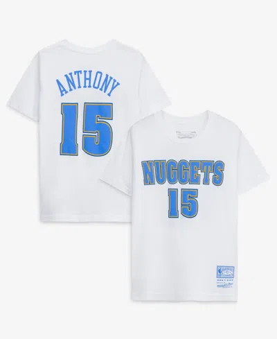 Mitchell & Ness Kids' Big Boys' And Girls' Carmelo Anthony White Denver Nuggets Hardwood Classics Name & Number T-shirt