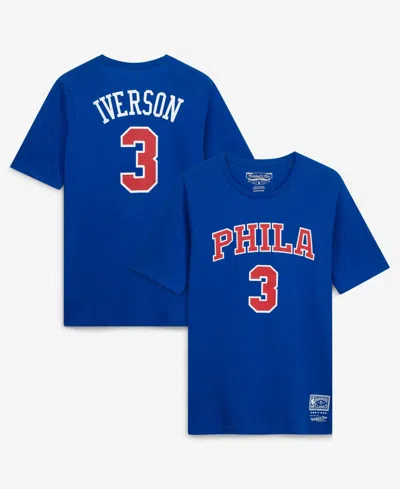 Mitchell & Ness Kids' Big Boys' And Girls' Carmelo Anthony White Denver Nuggets Hardwood Classics Name & Number T-shirt In Royal