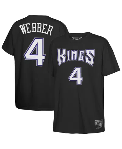 Mitchell & Ness Kids' Big Boys' And Girls' Chris Webber Black Sacramento Kings Hardwood Classics Name Number T-shirt