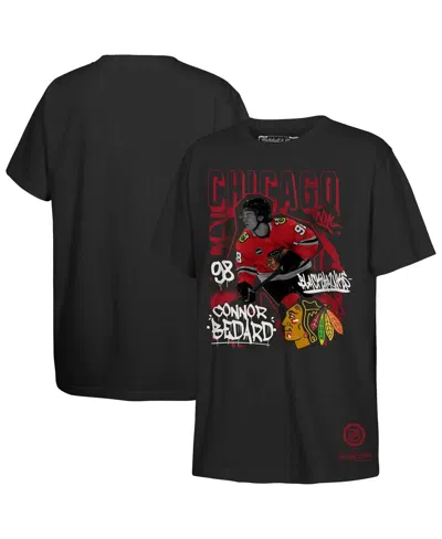 Mitchell & Ness Kids' Big Boys And Girls Connor Bedard Black Chicago Blackhawks Photo Reel Graphic T-shirt