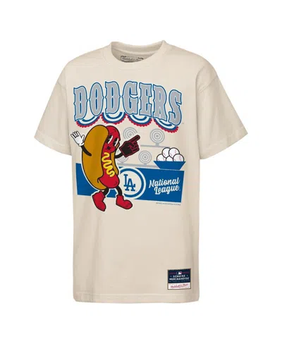 Mitchell & Ness Kids' Big Boys And Girls Cream Los Angeles Dodgers Step Back Up Mascot T-shirt In Gold
