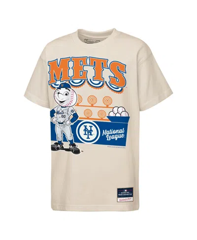 Mitchell & Ness Kids' Big Boys And Girls Cream New York Mets Step Back Up Mascot T-shirt In Neutral