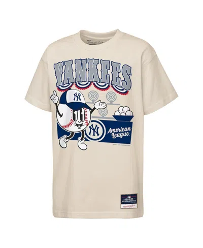 Mitchell & Ness Kids' Big Boys And Girls Cream New York Yankees Step Back Up Mascot T-shirt In White
