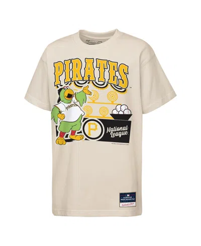Mitchell & Ness Kids' Big Boys And Girls Cream Pittsburgh Pirates Step Back Up Mascot T-shirt In Neutral