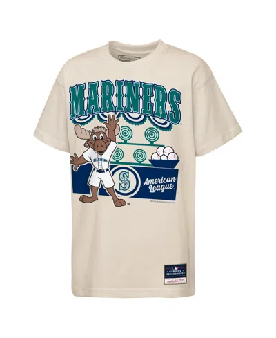 Mitchell & Ness Kids' Big Boys And Girls Cream Seattle Mariners Step Back Up Mascot T-shirt In White