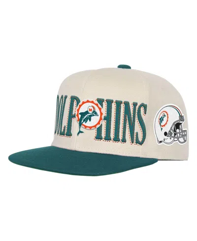 Mitchell & Ness Kids' Big Boys And Girls Cream/aqua Miami Dolphins Across The Board Vintage Snapback Hat In Multi