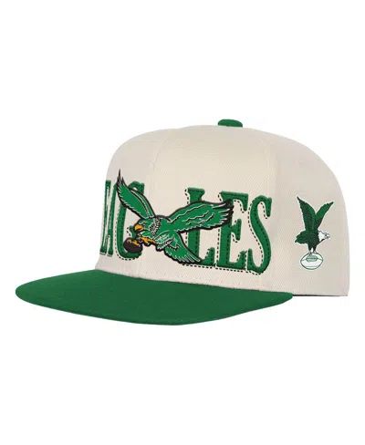 Mitchell & Ness Kids' Big Boys And Girls Cream/kelly Green Philadelphia Eagles Across The Board Vintage Snapback Hat