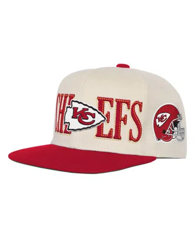 Mitchell & Ness Kids' Big Boys And Girls Cream/red Kansas City Chiefs Across The Board Vintage Snapback Hat In White