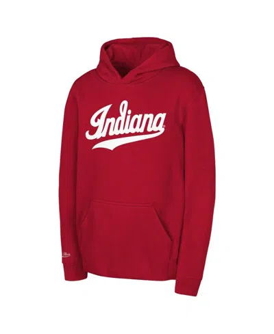 Mitchell & Ness Kids' Big Boys And Girls Crimson Indiana Hoosiers Throwback Wordmark Hoodie In Burgundy