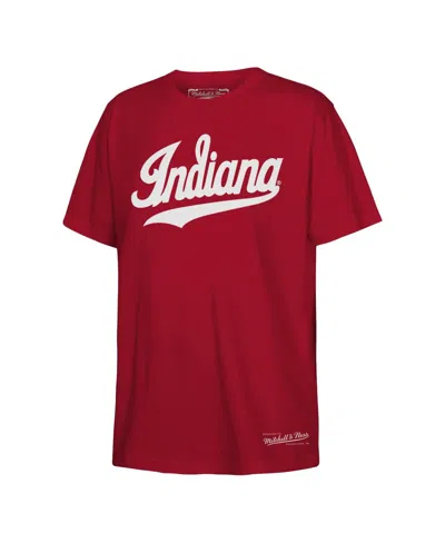 Mitchell & Ness Kids' Big Boys And Girls Crimson Indiana Hoosiers Throwback Wordmark T-shirt In Red