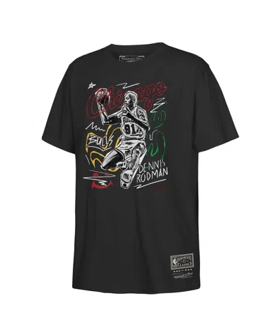 Mitchell & Ness Kids' Big Boys And Girls Dennis Rodman Black Chicago Bulls Chalked Up T-shirt