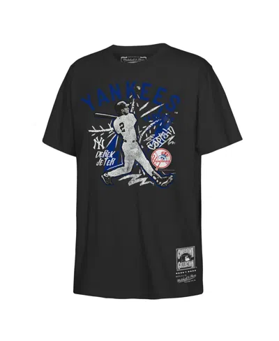 Mitchell & Ness Kids' Big Boys And Girls Derek Jeter Black New York Yankees Chalked Up Player T-shirt