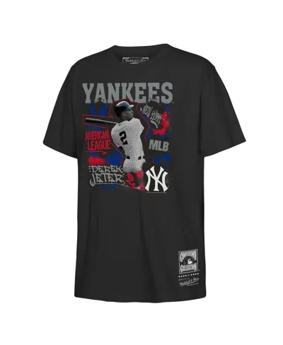 Mitchell & Ness Kids' Big Boys And Girls Derek Jeter Black New York Yankees Cooperstown Star Moment T-shirt