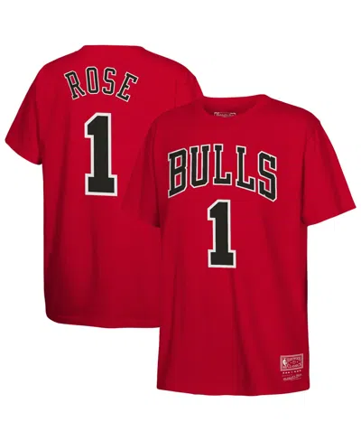 Mitchell & Ness Kids' Big Boys And Girls Derrick Rose Red Chicago Bulls Hardwood Classics Name Number T-shirt