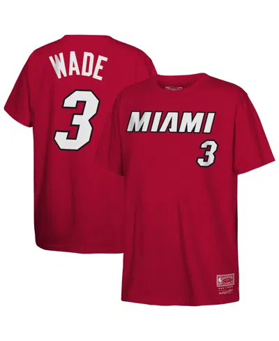 Mitchell & Ness Kids' Big Boys And Girls Dwyane Wade Red Miami Heat Hardwood Classics Name Number T-shirt