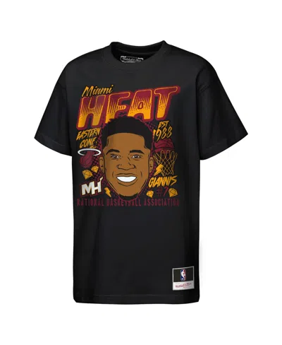 Mitchell & Ness Kids' Big Boys' And Girls' Giannis Antetokounmpo Black Miami Heat Headshot T-shirt