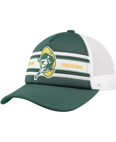 Mitchell & Ness Kids' Big Boys And Girls Green Green Bay Packers Stripe Trucker Adjustable Hat