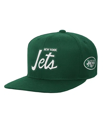 Mitchell & Ness Kids' Big Boys' And Girls' Green New York Jets Head Coach Flat Brim Snapback Hat