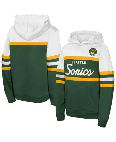 Mitchell & Ness Kids' Big Boys' And Girls' Green/white Seattle Supersonics Vintage Head Coach Hoodie In Green,white
