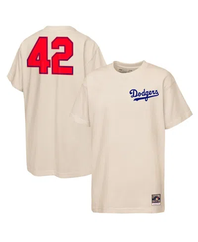 Mitchell & Ness Kids' Big Boys And Girls Jackie Robinson Natural Los Angeles Dodgers 42 For All T-shirt In Neutral
