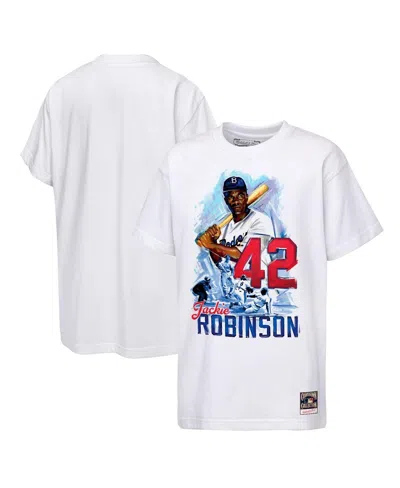 Mitchell & Ness Kids' Big Boys And Girls Jackie Robinson White Los Angeles Dodgers Legacy T-shirt