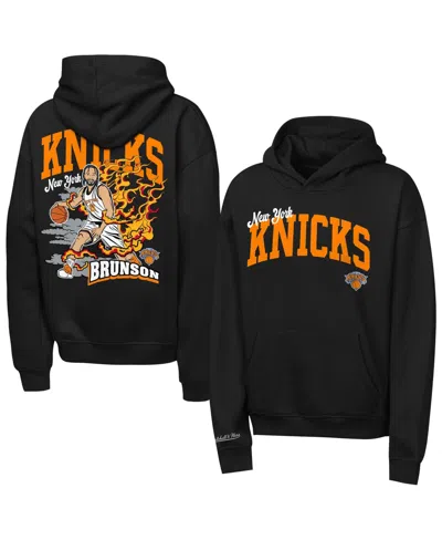 Mitchell & Ness Kids' Big Boys' And Girls' Jalen Brunson Black New York Knicks Fired Up Hoodie