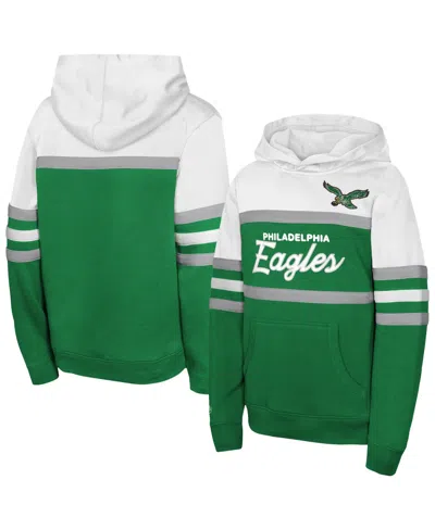 Mitchell & Ness Kids' Big Boys' And Girls' Kelly Green Philadelphia Eagles Throwback Head Coach Hoodie In Multi