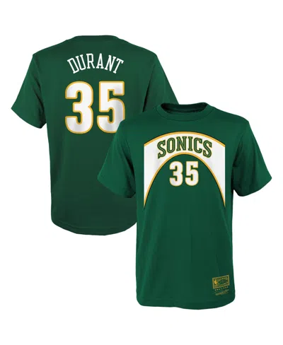 Mitchell & Ness Kids' Big Boys And Girls Kevin Durant Green Seattle Supersonics Hardwood Classics Name Number T-shirt