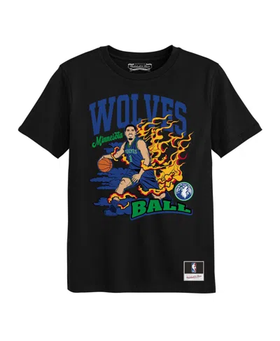 Mitchell & Ness Kids' Big Boys' And Girls' Lamelo Ball Black Minnesota Timberwolves Fired Up T-shirt