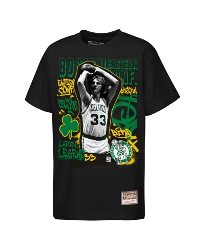Mitchell & Ness Kids' Big Boys And Girls Larry Bird Black Boston Celtics Star Moment T-shirt