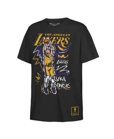 Mitchell & Ness Kids' Big Boys And Girls Luka Doncic Black Los Angeles Lakers Chalked Up Player Name & Number T-shirt