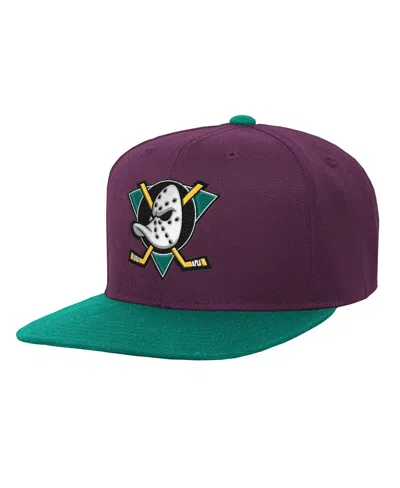 Mitchell & Ness Kids' Big Boys And Girls Maroon/green Anaheim Ducks Core Team Two-tone Snapback Hat In Brown