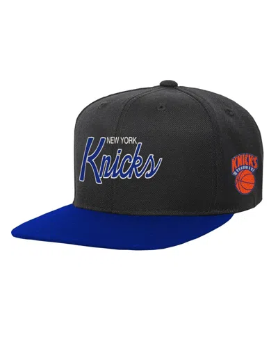 Mitchell & Ness Kids' Big Boys And Girls  Black New York Knicks Team Script Snapback Hat