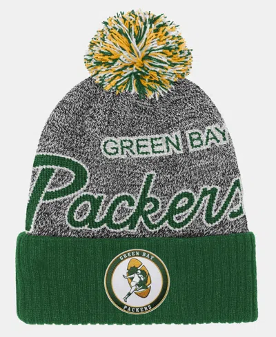 Mitchell & Ness Kids' Big Boys And Girls  Green Green Bay Packers Cuffed Knit Hat With Puff