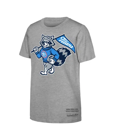 Mitchell & Ness Kids' Big Boys And Girls  Heather Gray Tennessee Titans Mascot T-shirt