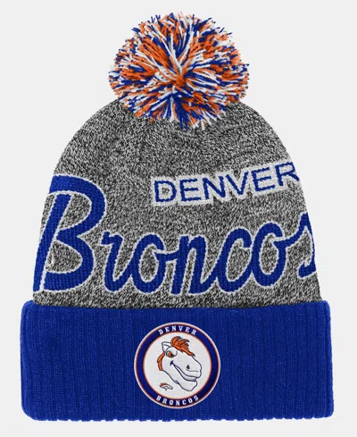 Mitchell & Ness Kids' Big Boys And Girls  Navy Denver Broncos Cuffed Knit Hat With Puff In Blue