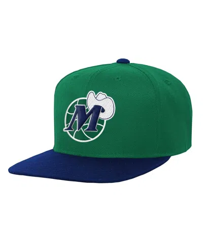 Mitchell & Ness Kids' Big Boys And Girls  Navy, Green Dallas Mavericks Two-tone Snapback Hat In Navy,green