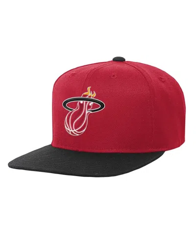 Mitchell & Ness Kids' Big Boys And Girls  Red, Black Miami Heat Two-tone Snapback Hat In Red,black