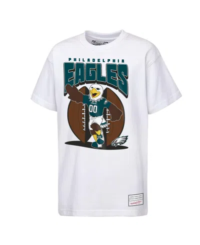 Mitchell & Ness Kids' Big Boys And Girls  White Philadelphia Eagles Mascot Mania T-shirt