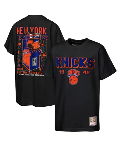 Mitchell & Ness Kids' Big Boys And Girls Mitchell Ness Black New York Knicks Arcade T-shirt