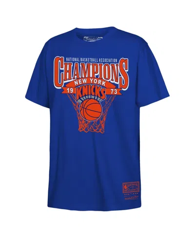 Mitchell & Ness Kids' Big Boys And Girls Mitchell Ness Blue New York Knicks 1973 Nba Champions T-shirt