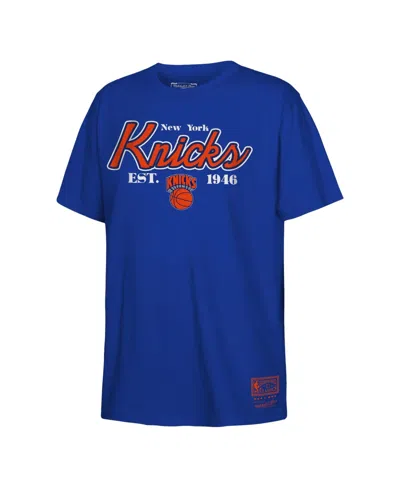 Mitchell & Ness Kids' Big Boys And Girls Mitchell Ness Blue New York Knicks Opening Day T-shirt