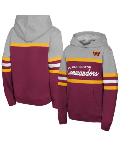 Mitchell & Ness Kids' Big Boys And Girls Mitchell Ness Burgundy Washington Commanders Throwback Head Coach Pullover Hoodie In Multi