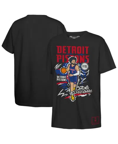 Mitchell & Ness Kids' Big Boys And Girls Mitchell Ness Cade Cunningham Black Detroit Pistons Chalked Up Player T-shirt
