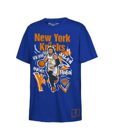 Mitchell & Ness Kids' Big Boys And Girls Mitchell Ness Jalen Brunson Blue New York Knicks Chalked Up Player T-shirt