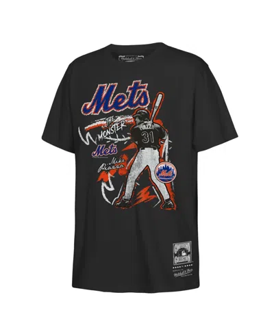 Mitchell & Ness Kids' Big Boys And Girls Mitchell Ness Mike Piazza Black New York Mets Chalked Up Player T-shirt