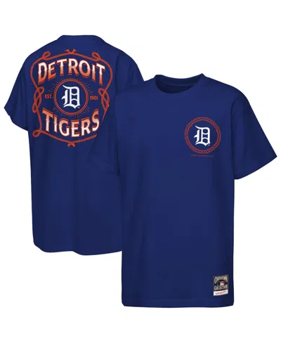 Mitchell & Ness Kids' Big Boys And Girls Mitchell Ness Navy Detroit Tigers Cooperstown Rodeo Rope T-shirt In Blue